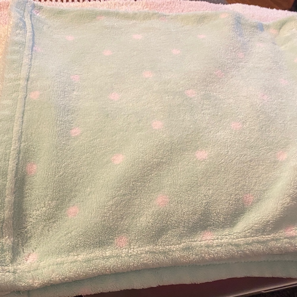 Cloud Island Mint Green Polka Dot Blanket